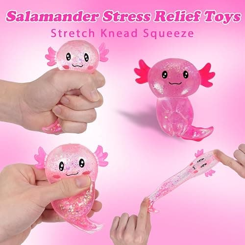 Axolotl Squishy Stress Ball, Soft TPR Slow Rising Squeeze Toy, Cute Axolotl Fidget Toy for Stress Relief, Anxiety Calming Sensory Toy for Kids Adults(Pink Long Tail Axolotl) thumbnail 3