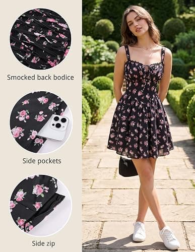 Scarlet Darkness Floral Corset Dress Sundresses for Women 2026 Summer Mini Graduation Dress thumbnail 4