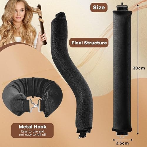 4Pcs Heatless Curls, Heatless Hair Curler Blowout Rods, Hair Curler No Heat, Overnight Blowout Hair Rollers for Women All Types of Hair, Black thumbnail 5