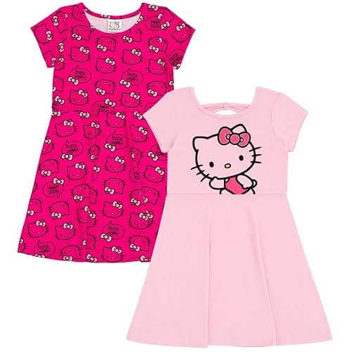 Hello Kitty Girls 2 Pack Skater Dresses Toddler to Big Kid Sizes (2T - 14-16) - Image 1