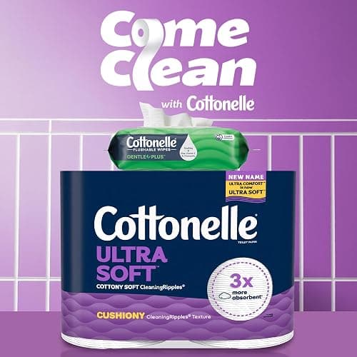 Cottonelle Ultra Soft Toilet Paper with Cushiony CleaningRipples Texture, Strong Bath Tissue, 24 Family Mega Rolls = 108 Regular Rolls (4 Packs of 6) thumbnail 4
