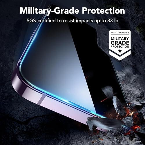 ESR 3 Pack for iPhone 14 Pro Privacy Screen Protector, Anti-spy Tempered-Glass Privacy Screen Protector, Micro-curved Edges, Case Friendly thumbnail 4