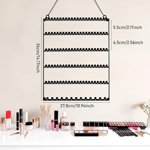 Earring Holder Wall Mounted Hanging Organizer, Earring Display Storage with 123 Holes and 129 Grooves Jewelry Organizer Tree for Stud/Hoop/Dangle Earrings Necklace（Black） thumbnail 3