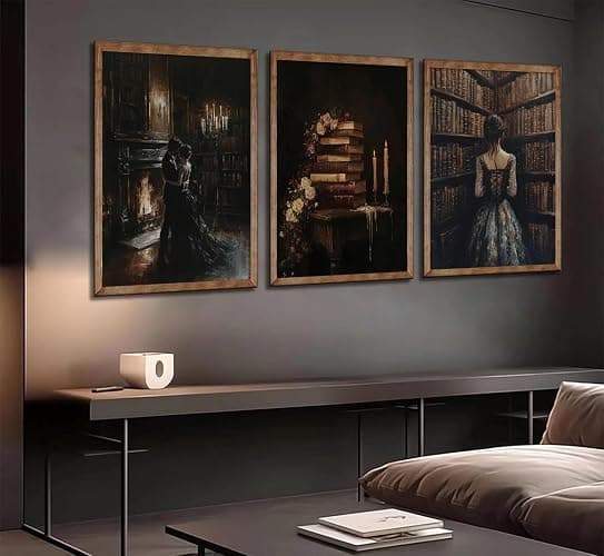 3pcs Vintage Library Canvas Wall Art Gothic Dark Academia Aesthetic Posters Prints Paintings Victorian Antique Book Wall Decor Pictures for Living Room Bedroom Reading Room Home Decorate Unframed - posters - 16L" x 12W" thumbnail 4