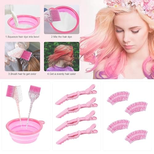 Asqraqo 11pcs Hair Coloring Kit - Professional Salon Tools for DIY Mixing, Includes Clips, Bowl, Dye Brush, Earmuffs - Perfect for Bleaching and Dye thumbnail 7