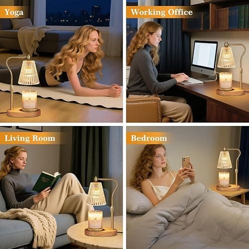 Loowoko Lámpara calentavelas, Candle Warmer lamp con temporizador y regulador de intensidad, altura ajustable, con 2 bombillas, lámpara para velas aromáticas en vidrio, decoración thumbnail 7