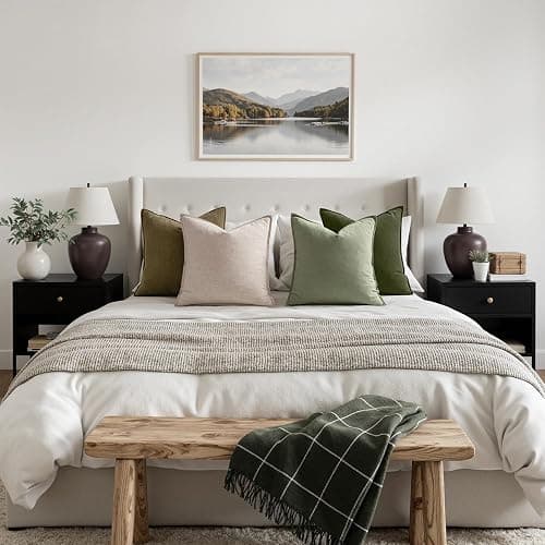 MIULEE Green and White Pillow Covers Pack of 4 Christmas Decorative Natural Solid Throw Pillow Covers Soft Accent Boho Farmhouse Couch Pillowcases Modern Decor for Living Room Bed Sofa 18x18 Inch thumbnail 5