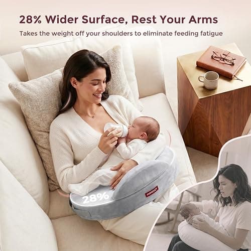 Momcozy Cozylite Nursing Pillow for Breastfeeding - Supportive Memory Foam | Innovative Safety Guard, Adjustable Waist Strap for All Body Types, 28% Wider Surface, Soft Removable Cover, Mom Comfort thumbnail 4