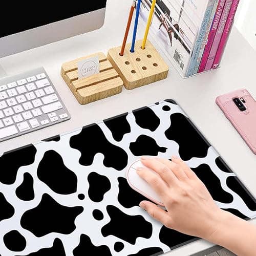 Cute Cow Pattern Desk Pad - Large XL 31.5''X 11.8'' Gaming Mousepad - White & Black - On Top of Desks - Laptop Computer Keyboard Mouse Mat thumbnail 6