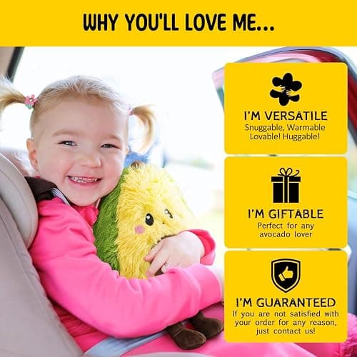 Happy Fuel Avocado Microwavable Unscented 1.5lbs Heating Pad For Women And Kids- Cute Soft Cozy Pillow Plush Heatable Warm Stuffed Animals- Kawaii Hot & Cold Plushie Food Toy - Avocado Gifts For Girls thumbnail 8