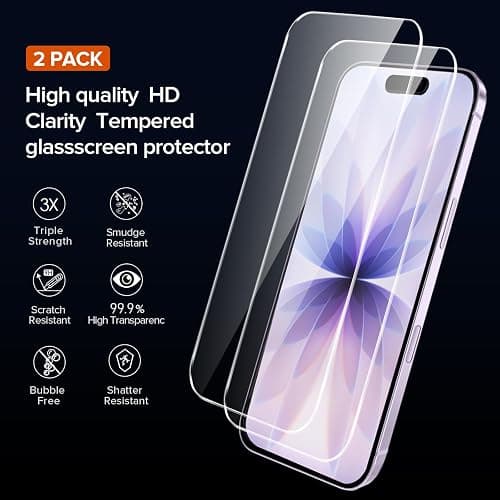 ivoler Clair Coque pour iPhone 17, avec 2 Pièces Verre Trempé, Anti-Jaunissement Protection Militaire Étui de Mince Bumper Housse - Transparente thumbnail 3