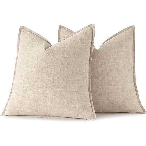 MIULEE Decorative Linen Euro Sham Pillow Covers 24x24 Natural Beige Boho Farmhouse Neutral Couch Throw Pillows for Bed Pack of 2 Accent Modern Pillowcase Sofa Livingroom Home Decor thumbnail 6