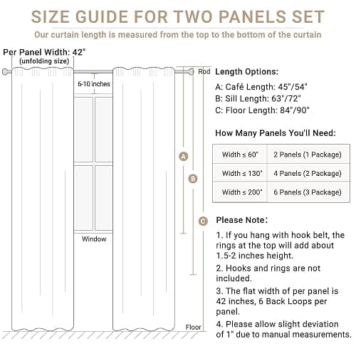 Linen Textured Total Blackout Curtains for Bedroom 72 Inches Long, Oatmeal | 100% Blackout Shield, Back Tab/Rod Pocket Living Room Drapes, Thermal Insulated Blackout Curtains 2 Panels Set, 42"W x 72"L thumbnail 2