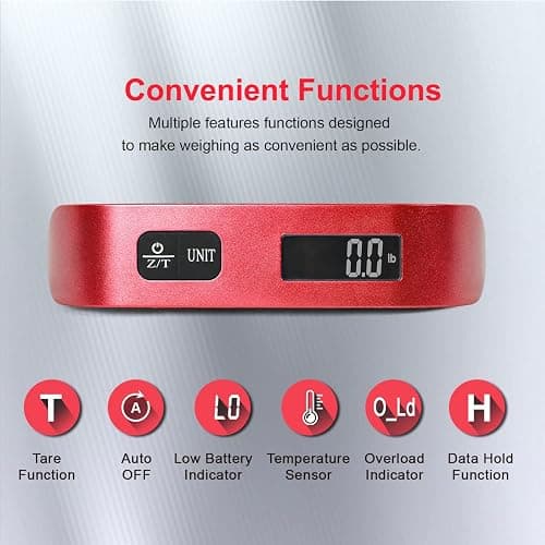 travel inspira Luggage Scale, Portable Digital Hanging Baggage Scale for Travel, Suitcase Weight Scale with Rubber Paint, 110 Pounds, Battery Included thumbnail 2