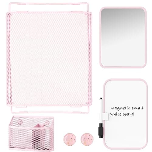 Svartur Pink Locker Accessories with Locker Shelf, Magnetic Mirror, Magnetic Pen Holder, Magnetic Small Whiteboard, Back to School Essentials Locker Decorations, 7 Piece Locker Organizer for Work thumbnail 4