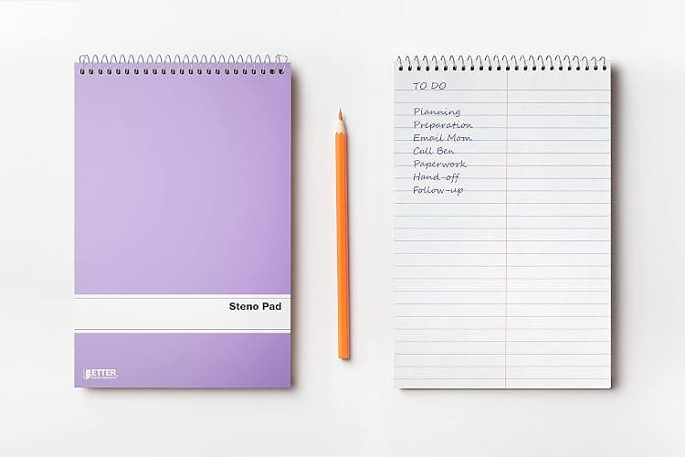 Better Office Products Steno Pads Spiral 6x9, 10 Pack, Gregg Ruled, 80 Sheets, Assorted Pastel Covers, Steno Notebooks Top Spiral for Note Taking thumbnail 4