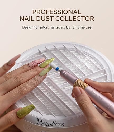 MelodySusie Compact Nail Dust Collector with Lightweight Design,Hpro 3800RPM Portable Nail Vacuum Fan with 3 Suction Modes,Reusable Filter & Easy-Control for Beginners,Nail Students & Home Use,White thumbnail 2