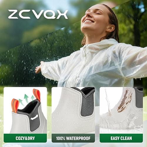 ZCVQX Women's Deck Boots Waterproof Ankle Rain Boots | Outdoor Fishing Garden Boots for Women, Anti-Slip Shoes, Lightweight Comfortable Work Shoes thumbnail 2