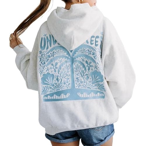 Sastianaen Cute Graphic Hoodies for Teen Girls Y2k Oversized Print Hoodie Vintage Preppy Pullover Sweatshirt - Image 1