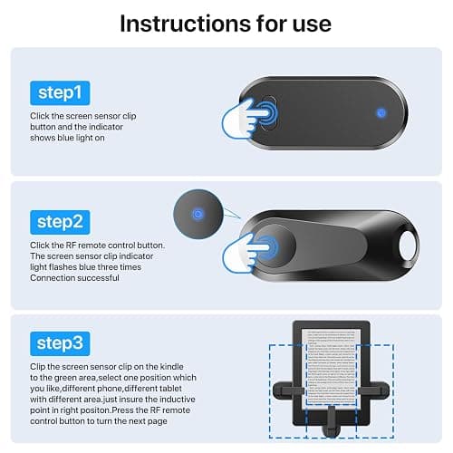 RF Remote Control Page Turner for Kindle Paperwhite Oasis eReaders Kobo,Camera Video Recording Remote Triggers, Page Turner for ipad Tablets Reading Novels Comics(Black) thumbnail 6