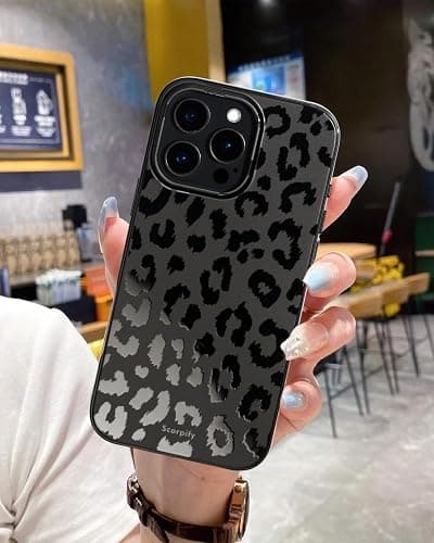 SCORPIFY for iPhone 16 Pro Case [Compatible with MagSafe] with Matte Black Leopard Cheetah Print Design, Cute Magnetic Phone Cover for Women Girls and Men, Slim Bumper with Stylish Pattern thumbnail 3