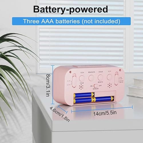 Lesipee Digital Alarm Clock for Bedroom, Desk Clock Battery Operated, Digital Clock with Extra Loud Alarm, Temperature, Auto-Dim and 12/24H Display Snooze Function for Heavy Sleepers Gifts for Kids thumbnail 2