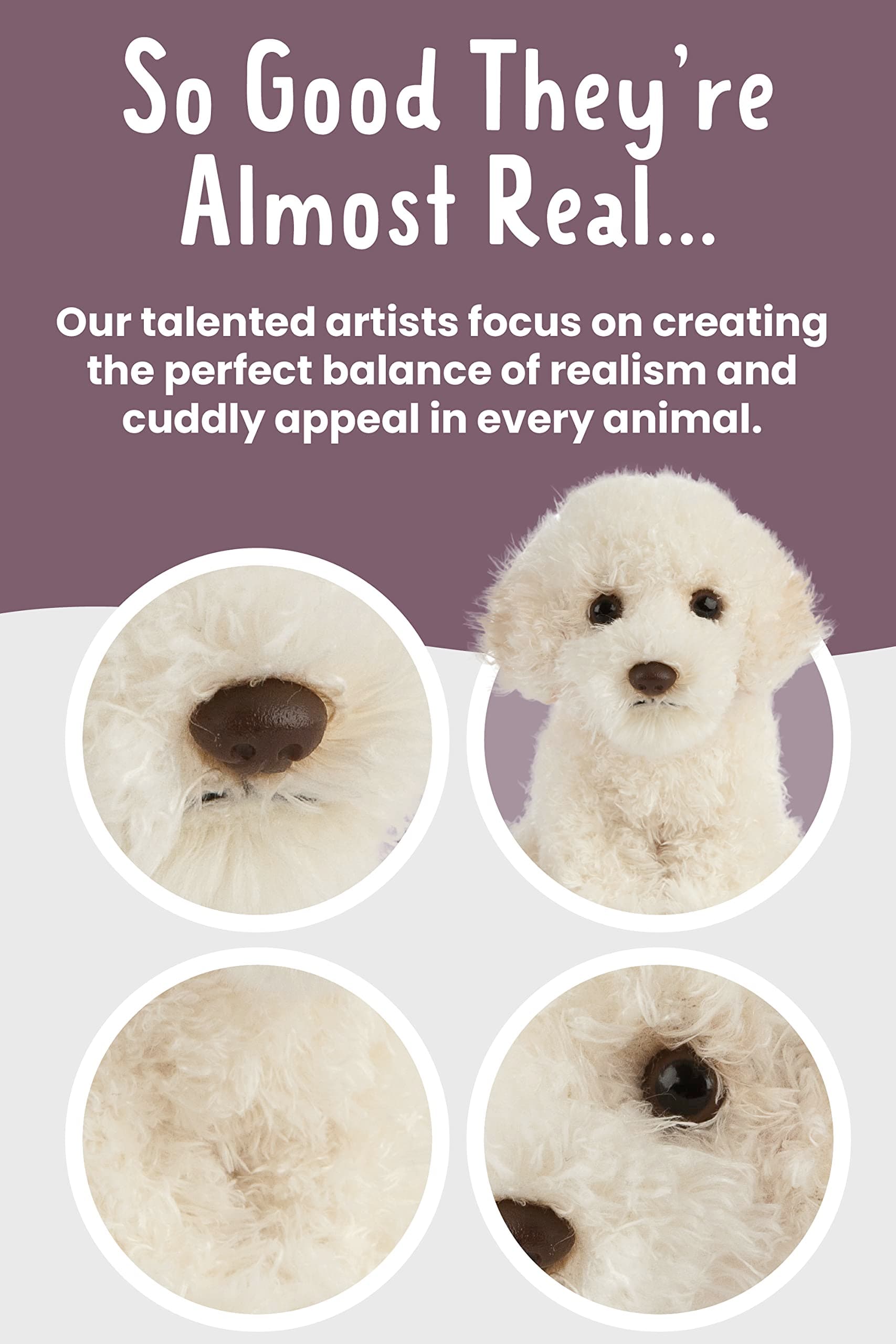 Living Nature Labradoodle Puppy, Realistic Plush Pet Animal (16cm), Soft Toy with Educational Fact Tags, Cuddly and Lifelike Toy for Kids, Eco-Friendly and Made with Naturli Recycled Materials thumbnail 4