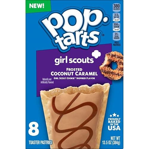 Pop-Tarts Girl Scout Toaster Pastries, Breakfast Foods, Kids Snacks, Frosted Coconut Caramel, 13.5oz Box (8 Pop-Tarts) thumbnail 9