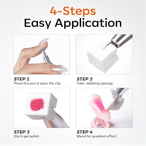 Modelones 150pcs Nail Sponges for Ombre, Nail Art Sponge with Grabbing Pen Reusable Soft Sponges for Gradient Ombre Blush Chrome Design Effects Professional Nail Stuff Supplies DIY thumbnail 8