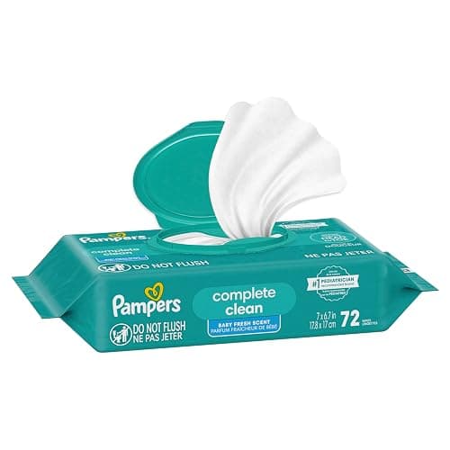 Pampers Baby Wipes, Complete Clean Baby Fresh Scented Wipe, Gently Cleans Head to Toe, 72 Total (1 Flip-Top Packs) thumbnail 7