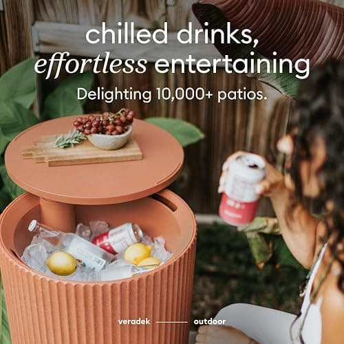 Veradek Cooler Side Table - Outdoor Cooler Table and Ice Chest | Features a Swivel-Top Lid That Keeps Drinks Cool for Up to 12 Hours, Perfect for Porch, Poolside, or Patio Use thumbnail 9