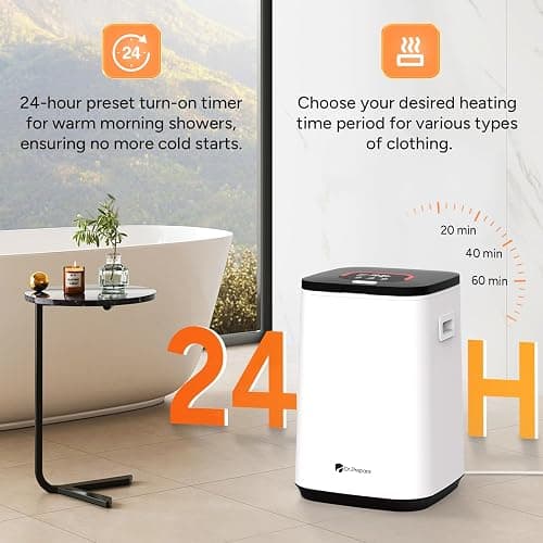 DR.PREPARE 23L Towel Warmer for Bathroom, Luxury Towel Warmer Bucket with LED Display, 3 Timer Settings, Auto Shut Off, Child Safety Lock, 4 Hooks, Large Warmer for 3 Towels, Bathrobes, Blankets, PJ's thumbnail 5