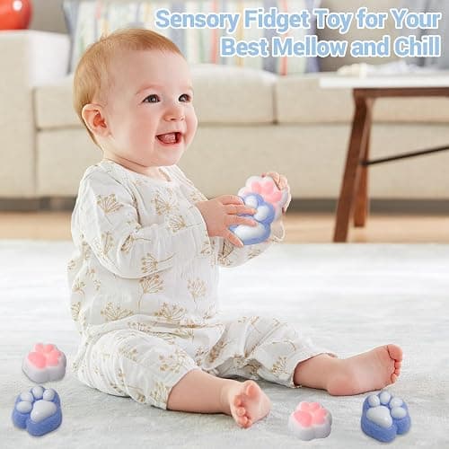 2pcs Taba Squishy Paw, Cat Paw Squishy Toys,Cute Fufu Squishy Cat Paw Sensory Toys,Easter Basket Stuffers for Kids, Fidget Toys for Stress Relief, Novelty Cute Things Sticky Squishy Mochi Squishy Toys - 2Pcs thumbnail 7