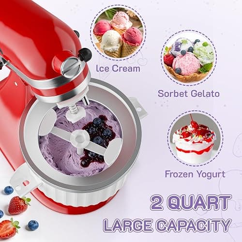 Ice Cream Maker Attachment for KitchenAid Stand Mixer, 2 Qt Ice Cream Bowl | Fits 4.5Qt and Larger KitchenAid Stand Mixers, For Ice Cream, Frozen Yogurt, Sorbet & Gelato by Focollk thumbnail 3