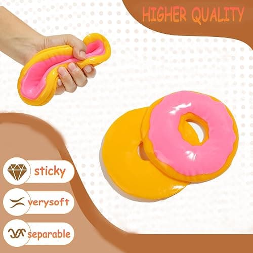 Taba Squishy Stress Balls for Adults, Large Donut (Jumbo) Sensory Toys for Kids, Squishy Fidget Toys, Prize Box Toys for Kids Classroom (Pink) thumbnail 4