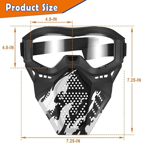 POKONBOY Upgraded 2 Pack Tactical Mask, Mask with Goggles Compatible with Nerf Rival, Apollo, Zeus, Khaos, Atlas, Artemis and N-Strike Elite Blasters (White & Black) thumbnail 2
