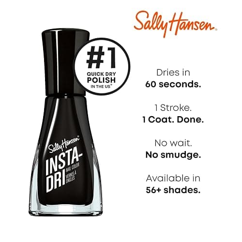 Sally Hansen Insta-Dri, Back to Black, Quick Dry, Long Lasting, Opaque, ShinyBlack Nail Polish thumbnail 4