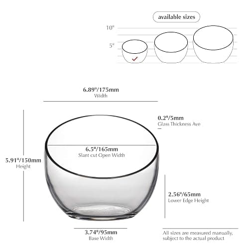 WGVI Clear Slant Cut Bowl Glass Vase, Glass Terrarium, Candy Dish, Glassware, Slant Open: 7". Height: 6" x 2.7". Base: 4" (1 Piece) thumbnail 3