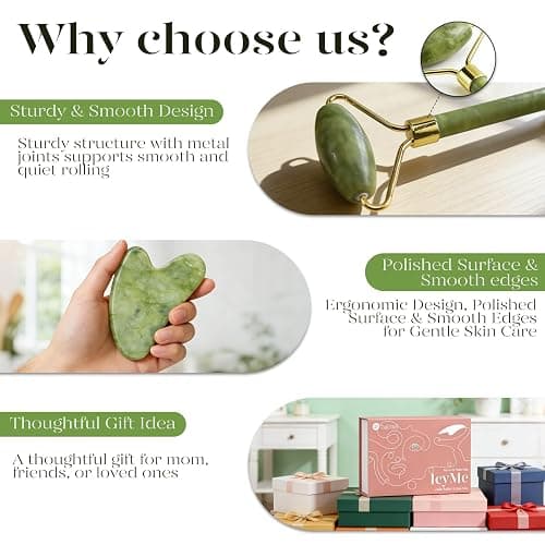 BAIMEI IcyMe Gua Sha & Jade Roller Set, Cooling Face Roller & Guasha Tool for Face Depuffing, Facial Sculpting & Jawline Definition, Smooth Rolling Skincare Tools Gifts for Women & Men – Green thumbnail 7