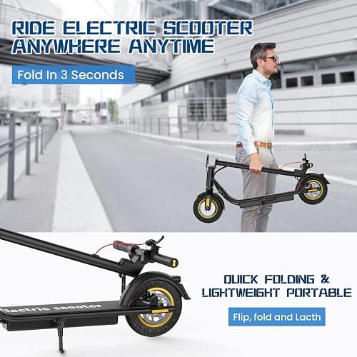 DXH Electric Scooter for Adults, Folding E Scooter with 500W Motor 19 Mph Top Speed, Max 21 Miles Long Range, 10'' Solid Tires Commuting Scooters, Dual Braking System and App Control thumbnail 8