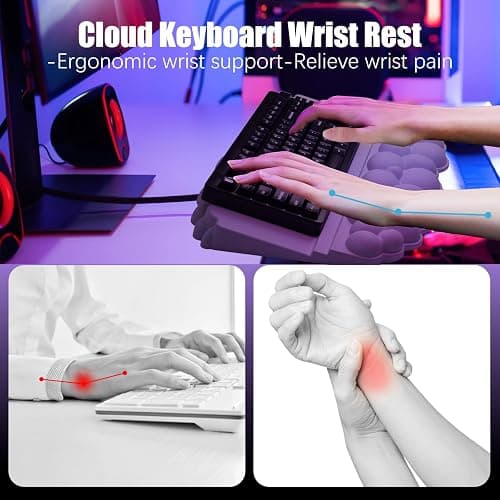 Ergonomic Wrist Rest for Keyboard and Mouse, Soft Memory Foam Cloud Keyboard Stand Pad with Wrist Rest Set with Non-Slip Silicone Base, Easy Typing, Pain Relief, Comfort for Office, Work, Gaming thumbnail 2