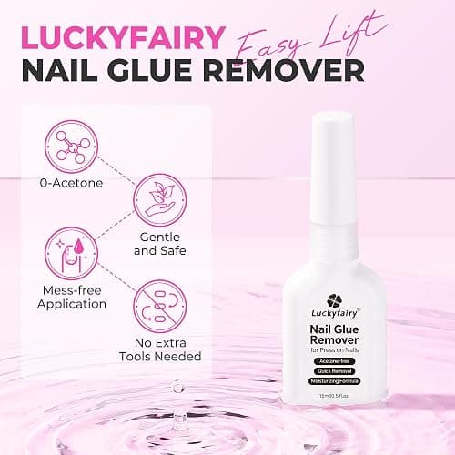 Luckyfairy Nail Glue Remover for Press on Nails, 15ml Acetone-free Nail Polish Remover, Multi-Functional Glue Remover for Nails Tips, Quick Easy Gentle Removal, Not for Gel Polish thumbnail 6