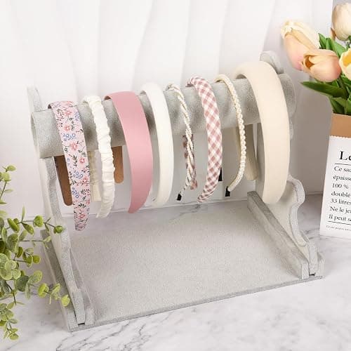 LYroo Headbands for Women Girls Non Slip - 8 Pack Wide Padded Headband Cute Floral Headbands Fashion Pearl Beaded Thin Head Bands Trendy Hair Accessories(White & Pink) thumbnail 3