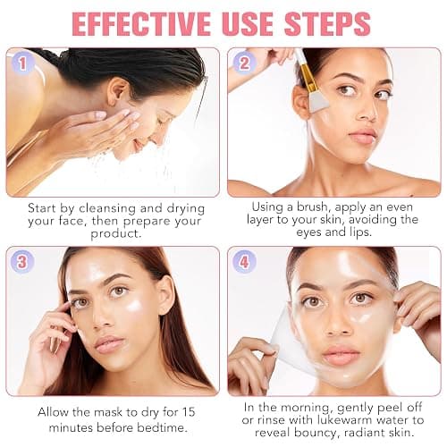 Shuangjia Collagen Night Wrapping Mask with Brush 2.53 fl.oz, Collagen Overnight Wrapping Peel Off Facial Mask Pack, Reduces Sagging & Dullness - Hydrolyzed Collagen For Glowing Skin, For Glass Skin thumbnail 7