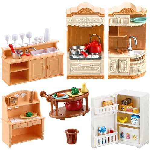 43 Pcs Dollhouse Furniture Kitchen Play Set Miniature Refrigerator with Mini Food Pots and Pans Set Pretend Kitchen Accessories Toys - Image 1