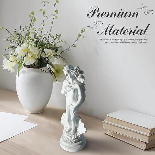 KIKITOY Aphrodite Statue The Birth of Venus on Half-Shell 7.6 Inch - Greek Roman Goddess Sculpture, Handmade Resin Art Figurine Classical White Statue, Home & Office Decor thumbnail 7