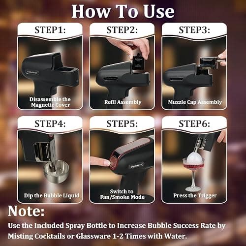 ExploNova Cocktail Bubble Smoke Gun Kit with 5 Flavour Aroma Pods & Edible Bubbles – Aroma Blaster 2 to Elevate Drinks, Perfect for Bars, Parties, and Home Use, Ideal Gift for All Cocktail Lovers thumbnail 5