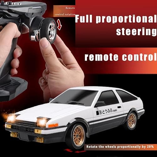 FLYCOLOR 1:18 AE86 Model LD1801 RC Drift Car 1/18 2.4G Remote Control on Road ESP Gyroscope LED Mini RC Racing Cars (White) thumbnail 6