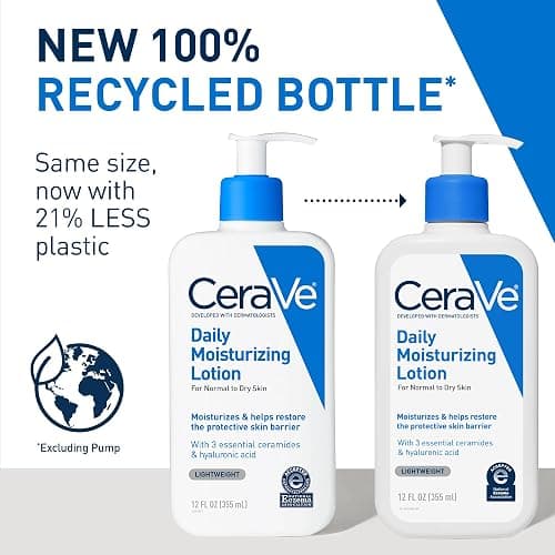 CeraVe Daily Moisturizing Lotion for Dry Skin, Body Lotion & Face Moisturizer with Hyaluronic Acid and Ceramides, Daily Moisturizer, Fragrance Free, Oil-Free, 12 Ounce thumbnail 2