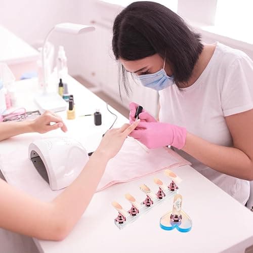Nail Stand for Press Ons, Magnetic Fake Nail Holder for Painting Nails,Nail Stands for Nail Art with Reusable Putty Home Salon DIY Display Supplies (A-Pink) thumbnail 5